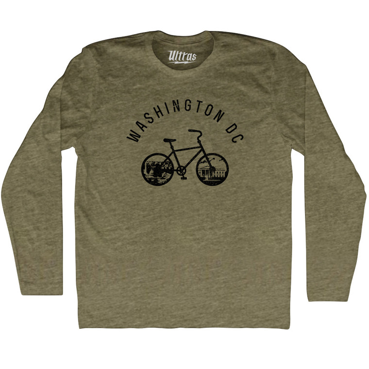 Washington DC Bike Adult Tri-Blend Long Sleeve T-shirt - Military Green