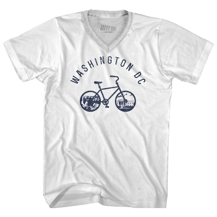 Washington DC Bike Adult Tri-Blend V-neck T-shirt - White