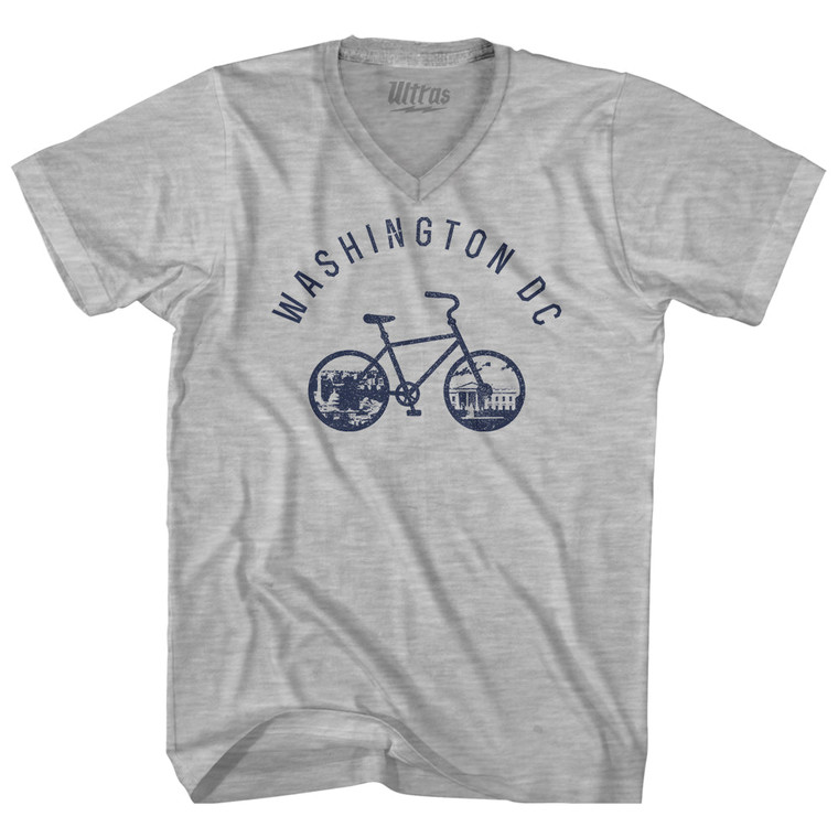 Washington DC Bike Adult Cotton V-neck T-shirt - Grey Heather