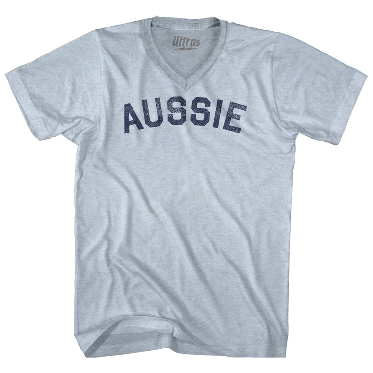 Aussie Adult Tri-Blend V-neck T-shirt - Athletic White