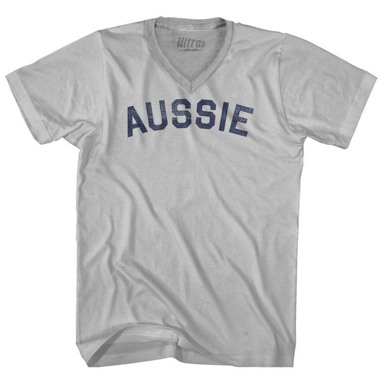 Aussie Adult Tri-Blend V-neck T-shirt - Cool Grey