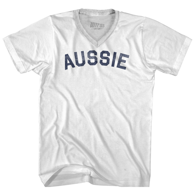 Aussie Adult Tri-Blend V-neck T-shirt - White