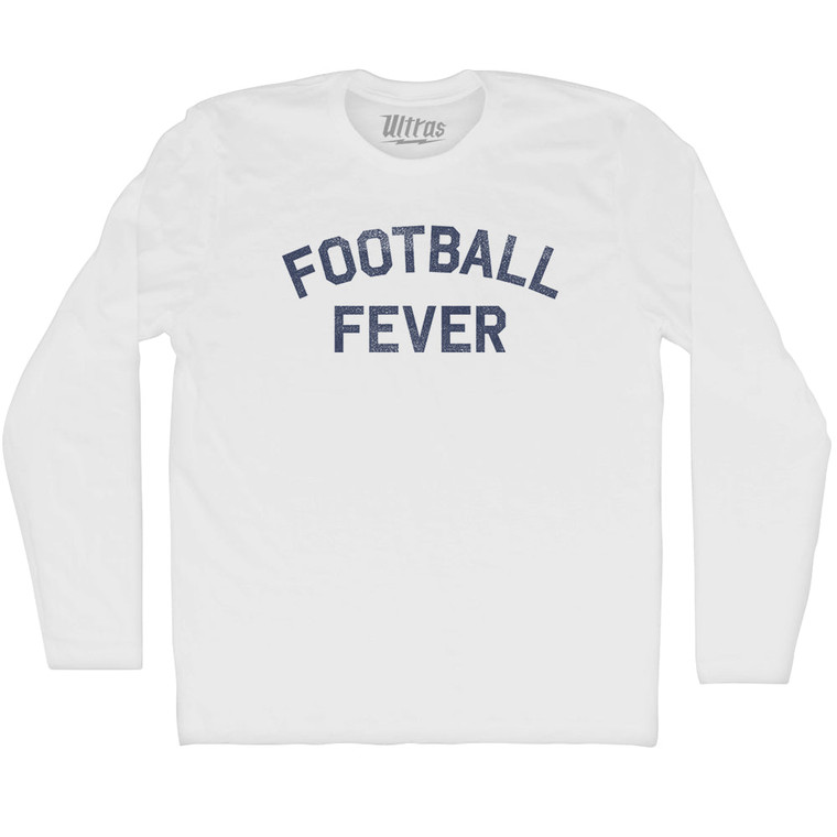 Football Fever Adult Cotton Long Sleeve T-shirt - White