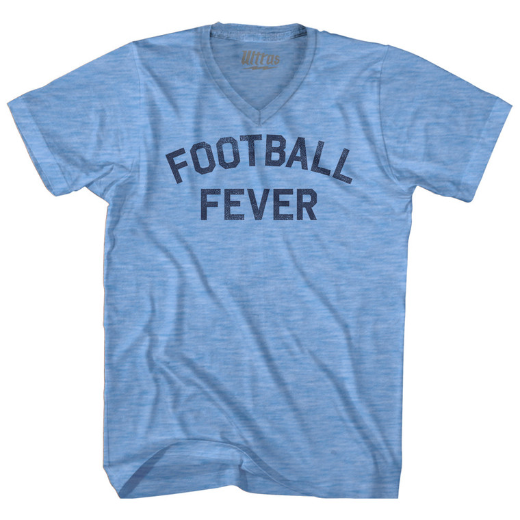 Football Fever Adult Tri-Blend V-neck T-shirt - Athletic Blue