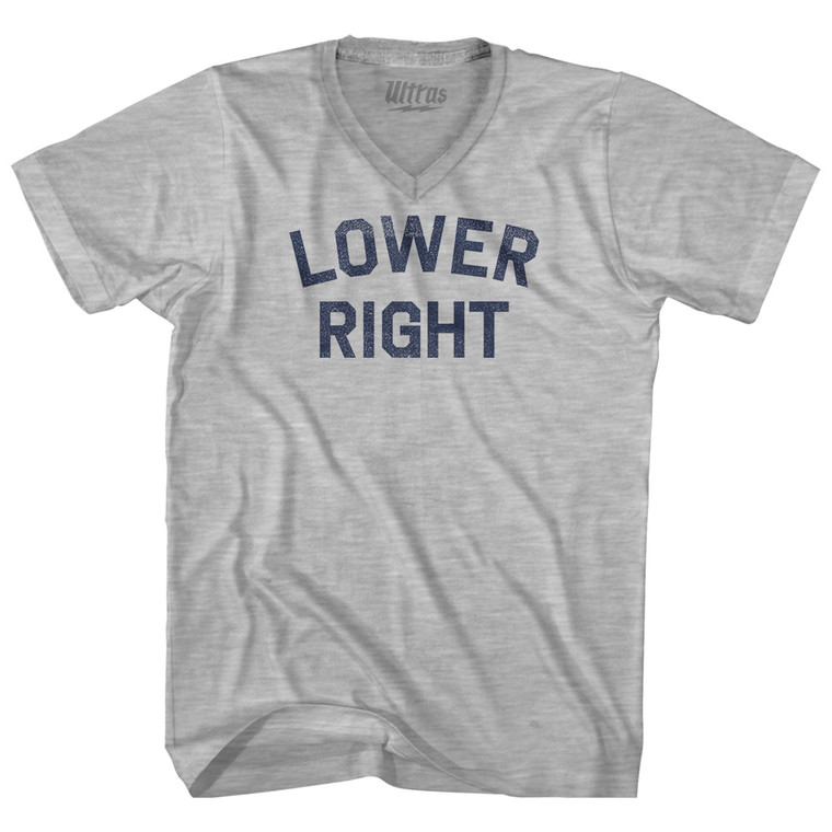 Lower Right Adult Cotton V-neck T-shirt - Grey Heather