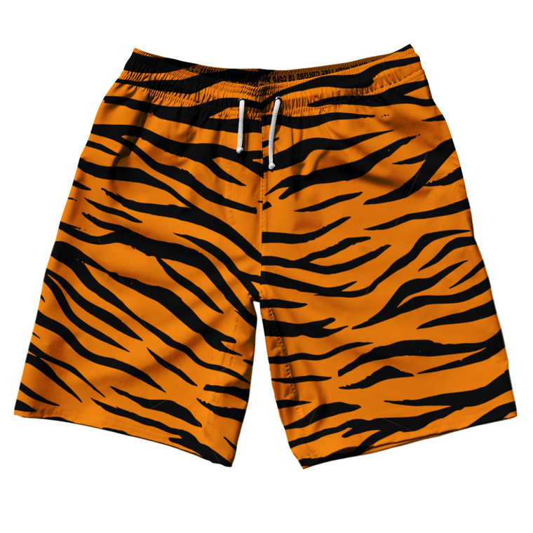 New Tiger Patten 10" Swim Shorts Made in USA - Orange Black