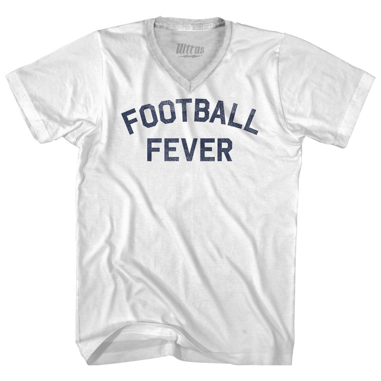 Football Fever Adult Tri-Blend V-neck T-shirt - White