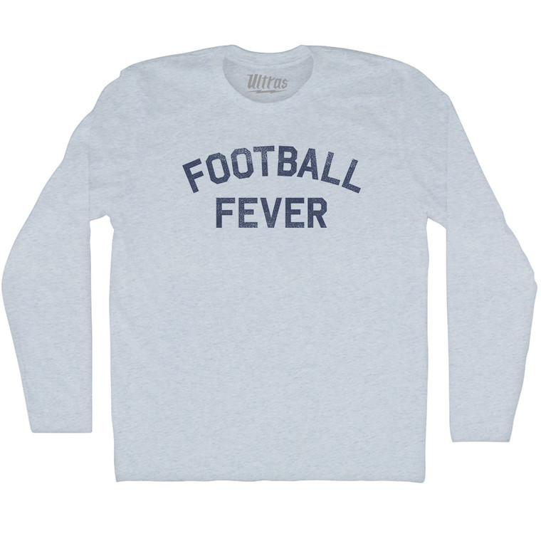 Football Fever Adult Tri-Blend Long Sleeve T-shirt - Athletic White