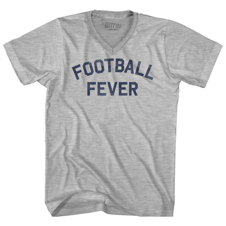 Football Fever Adult Cotton V-neck T-shirt - Grey Heather