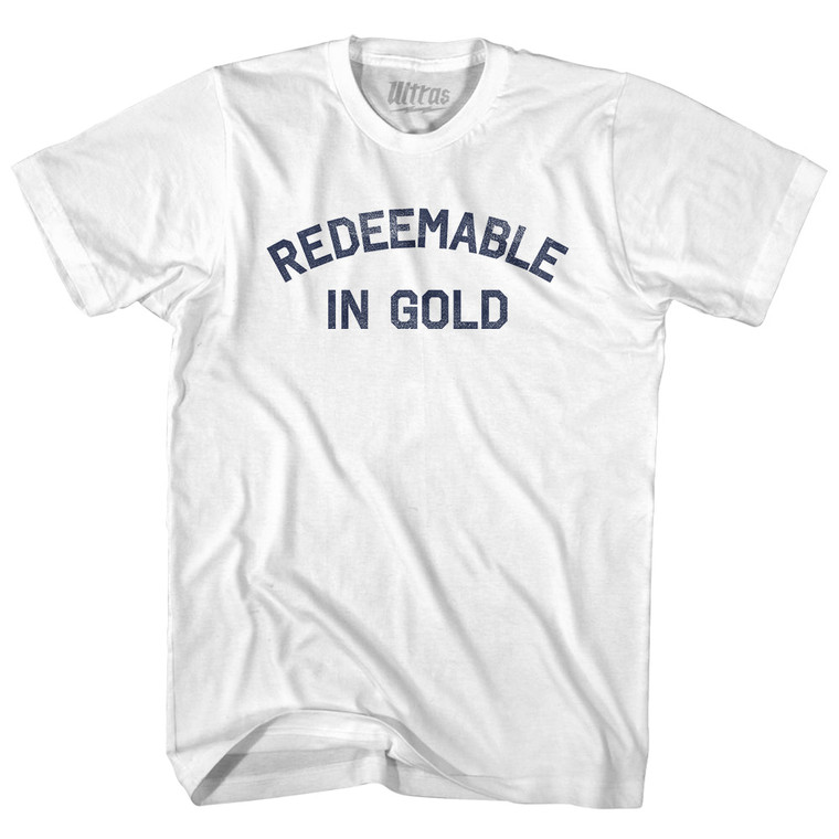 Redeemable In Gold Womens Cotton Junior Cut T-Shirt - White