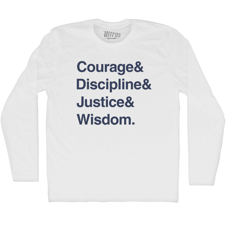 Four Virtues of Stoicism Adult Cotton Long Sleeve T-shirt - White