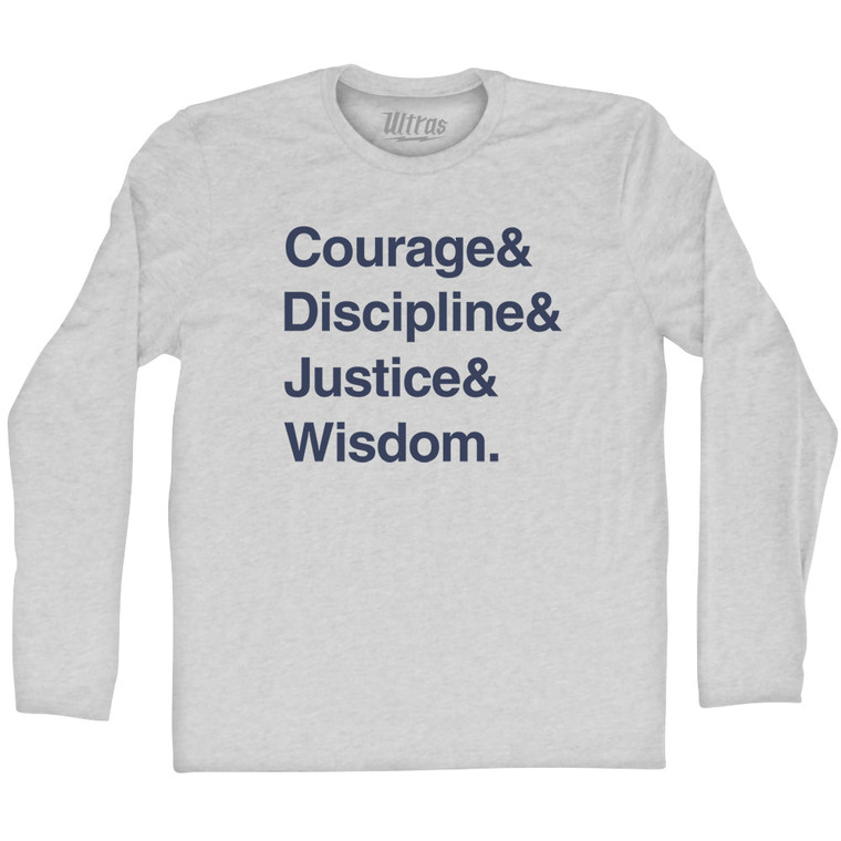 Four Virtues of Stoicism Adult Cotton Long Sleeve T-shirt - Grey Heather