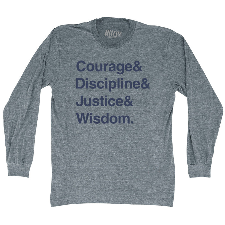 Four Virtues of Stoicism Adult Tri-Blend Long Sleeve T-shirt - Athletic Grey
