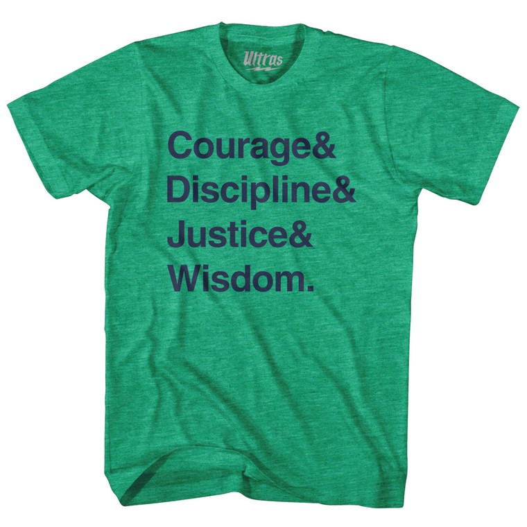 Four Virtues of Stoicism Adult Tri-Blend T-shirt - Athletic Green