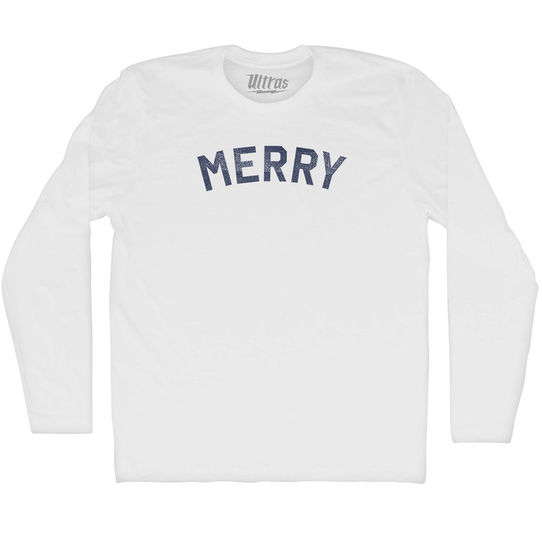 Merry Adult Cotton Long Sleeve T-shirt - White