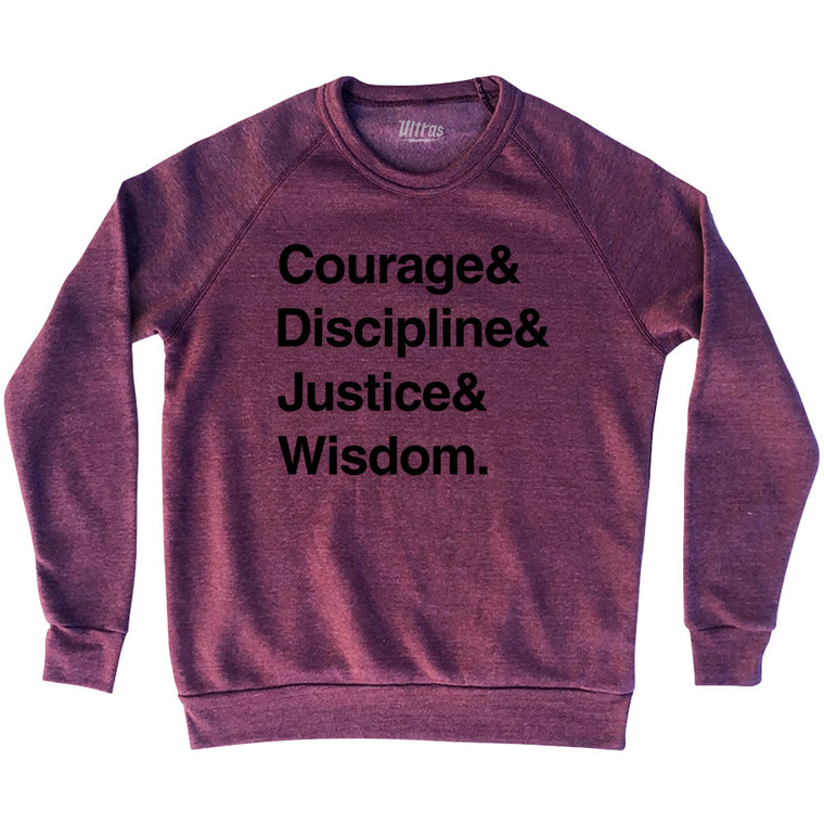 Four Virtues of Stoicism Adult Tri-Blend Sweatshirt - Cardinal