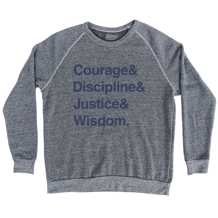 Four Virtues of Stoicism Adult Tri-Blend Sweatshirt - Athletic Grey