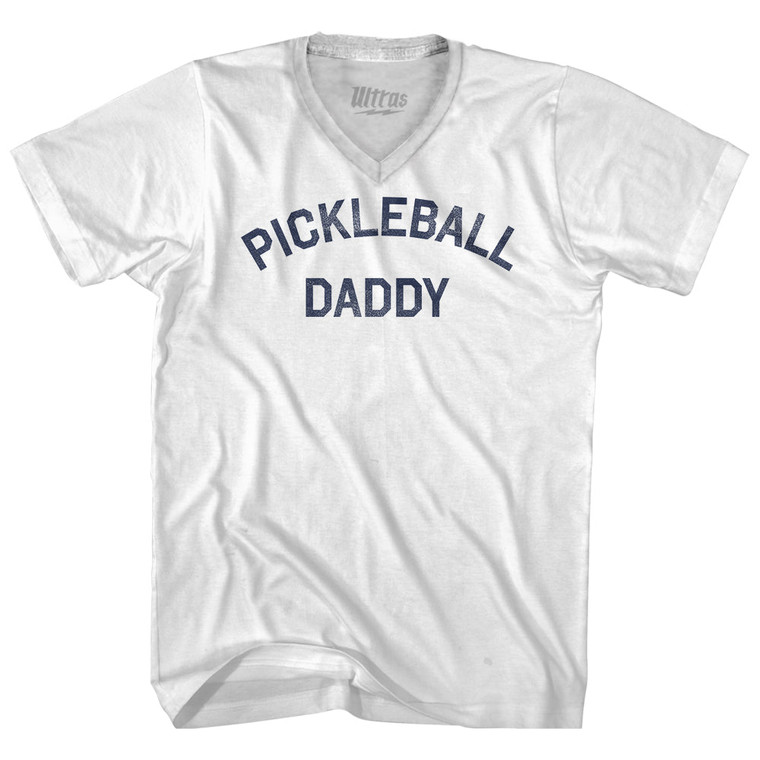 Pickleball Daddy Adult Tri-Blend V-neck T-shirt - White