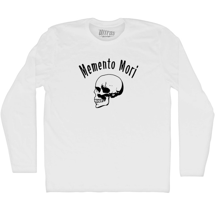 Memento Mori (Remember You Must Die) Skull Adult Cotton Long Sleeve T-shirt - White