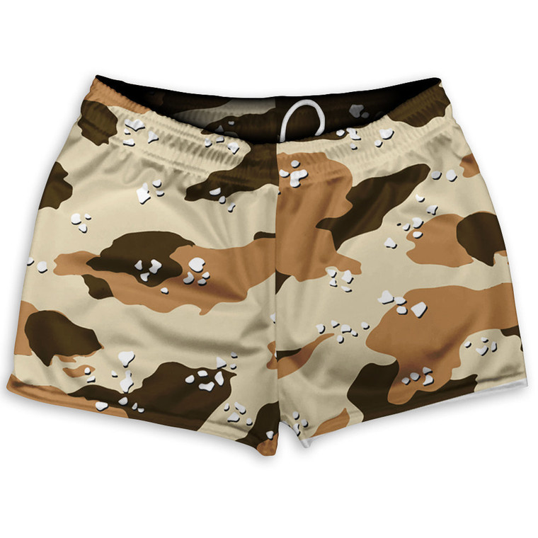 Chocolate Chips Camo Shorty Short Gym Shorts 2.5" Inseam Made In USA - Camo