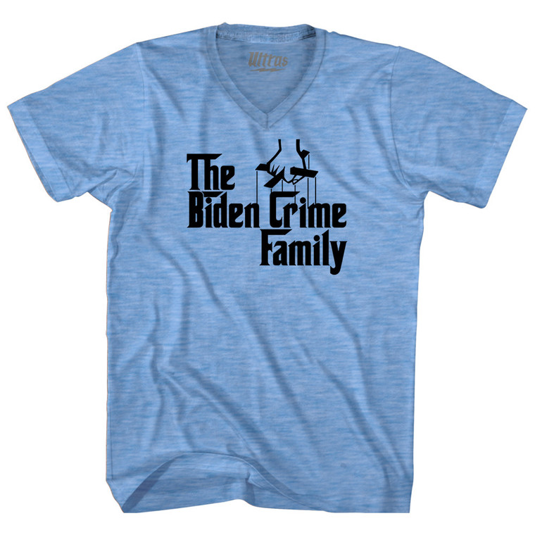 The Godfather Inspired The Biden Crime Family Adult Tri-Blend V-neck T-shirt - Athletic Blue