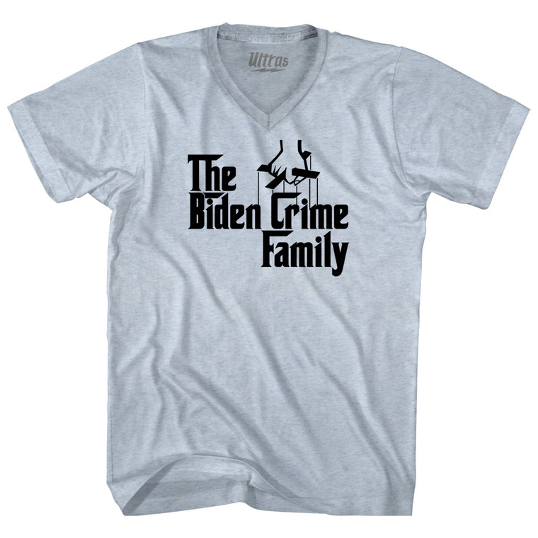 The Godfather Inspired The Biden Crime Family Adult Tri-Blend V-neck T-shirt - Athletic White