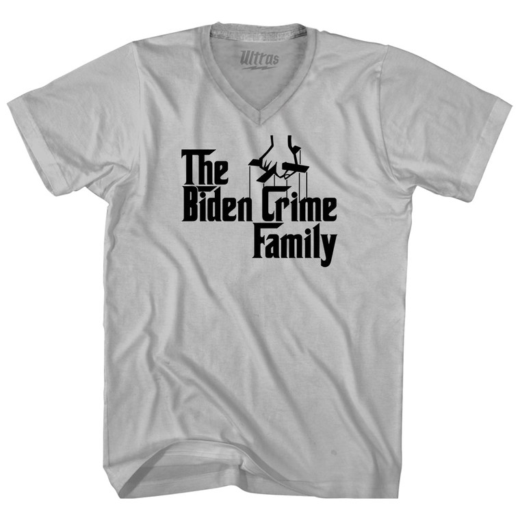 The Godfather Inspired The Biden Crime Family Adult Tri-Blend V-neck T-shirt - Cool Grey