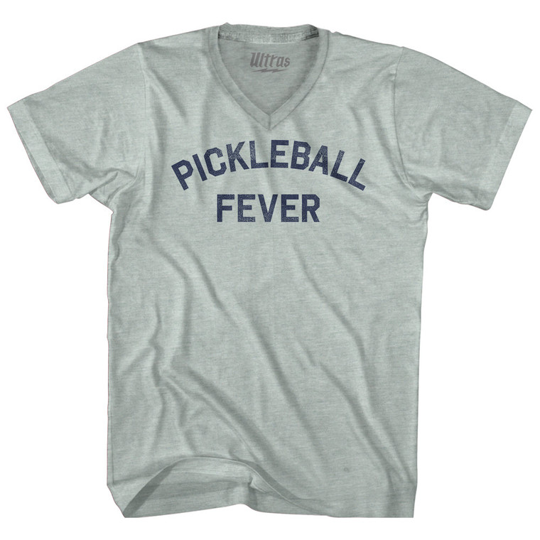 Pickleball Fever Adult Tri-Blend V-neck T-shirt - Athletic Cool Grey