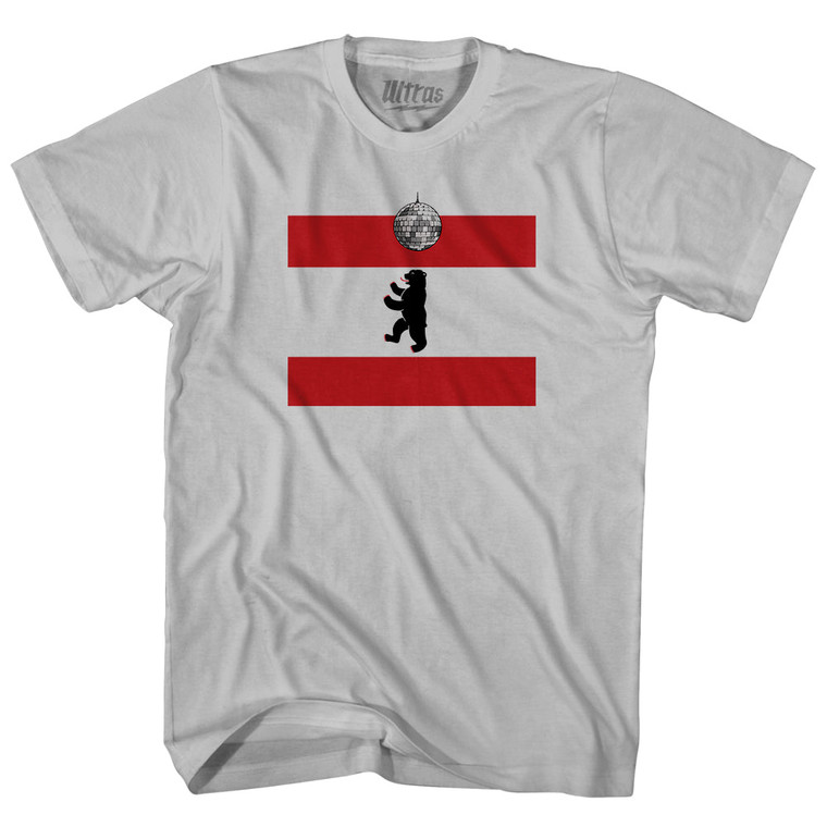 Berlin Dancing Bear Disco Ball Flag Adult Cotton T-shirt - Cool Grey