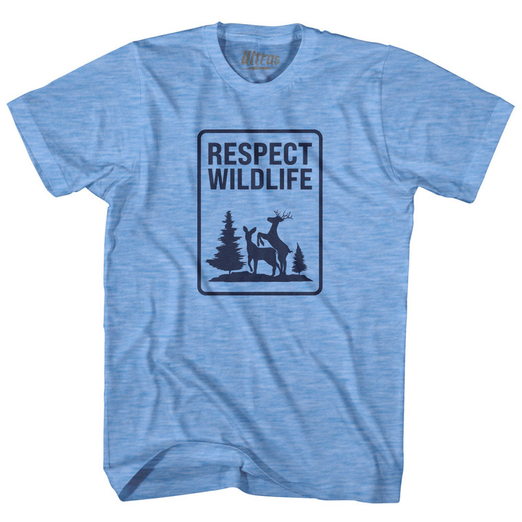 Respect Wildlife Sign Adult Tri-Blend T-shirt - Athletic Blue
