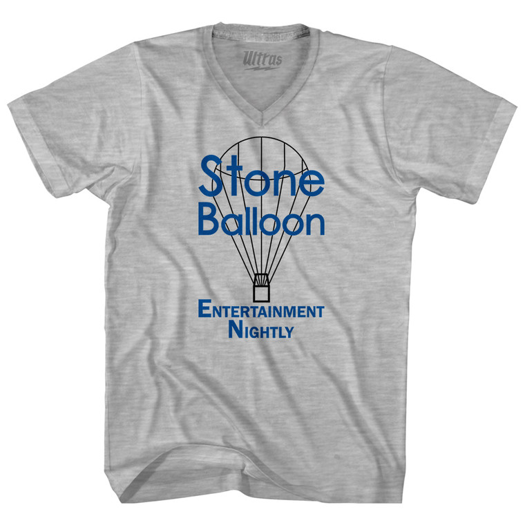 Stone Balloon Entertainment Nightly Adult Cotton V-neck T-shirt - Grey Heather