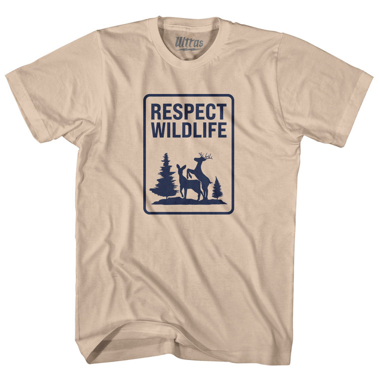 Respect Wildlife Sign Adult Cotton T-shirt - Creme