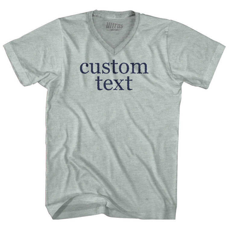 Custom Text Rage Font Adult Tri-Blend V-neck T-shirt - Athletic Cool Grey