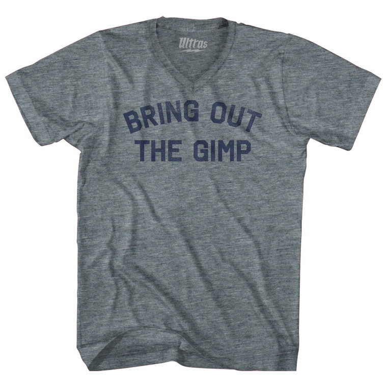Bring Out The Gimp Adult Tri-Blend V-neck T-shirt - Athletic Grey