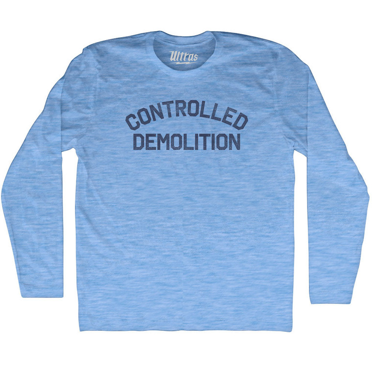 Controlled Demolition Adult Tri-Blend Long Sleeve T-shirt - Athletic Blue