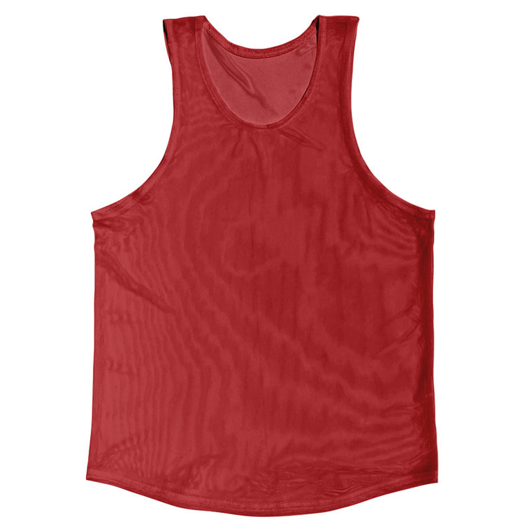 Red Dark Sheer See Through Mesh Athletic Tank Top - Red Dark