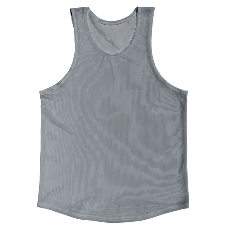 Grey Medium Sheer See Through Mesh Athletic Tank Top - Grey Medium