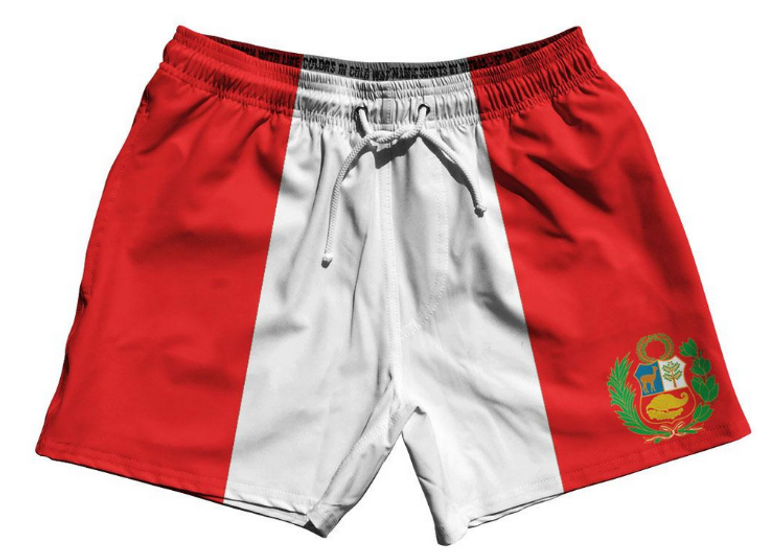 Peru Flag 5"- Adult SMALL Swim Short- Final Sale- S1