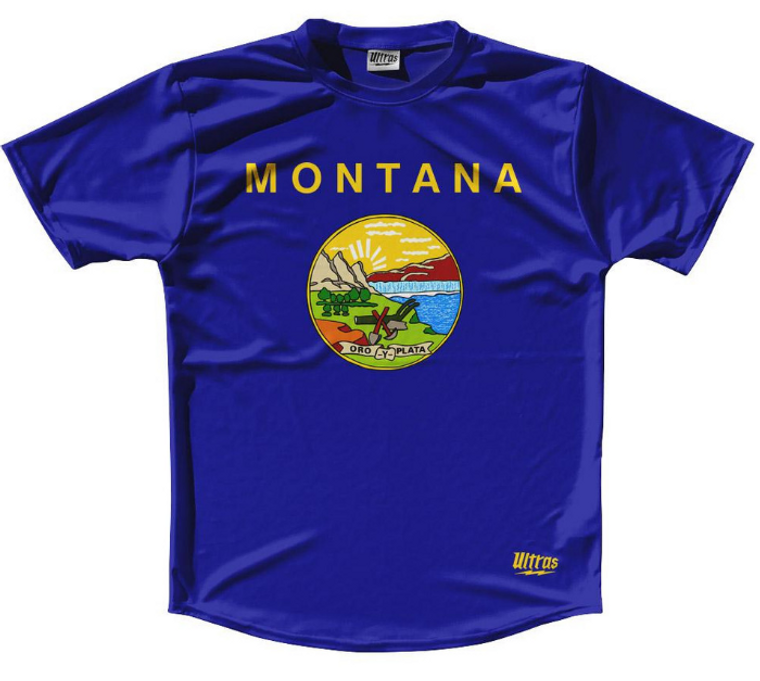 Ultras Montana State Flag Running Cross Country Track Shirt- Adult MEDIUM- Final Sale J1