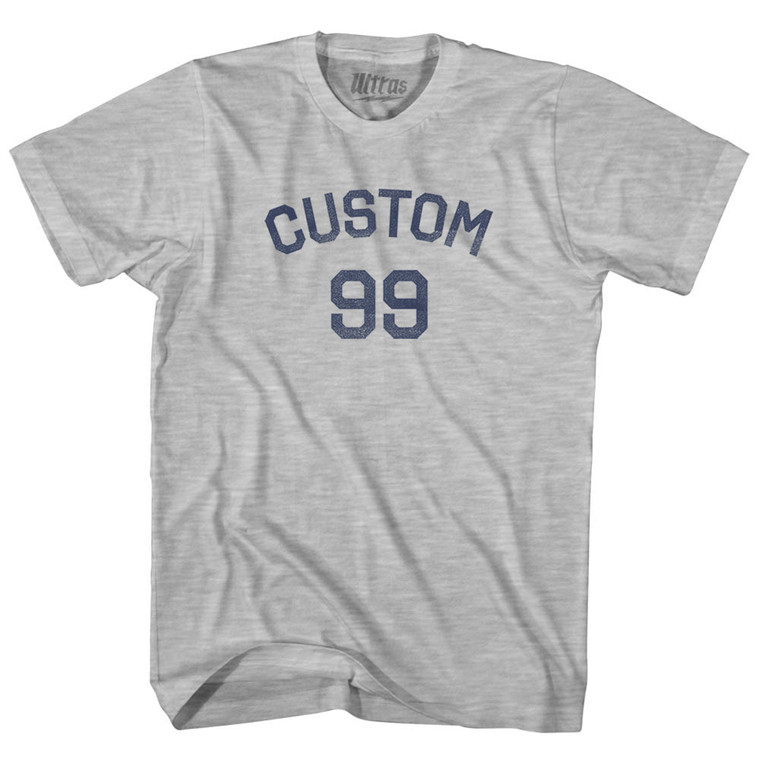 Custom Text Over Custom Number Youth Cotton T-shirt - Grey Heather