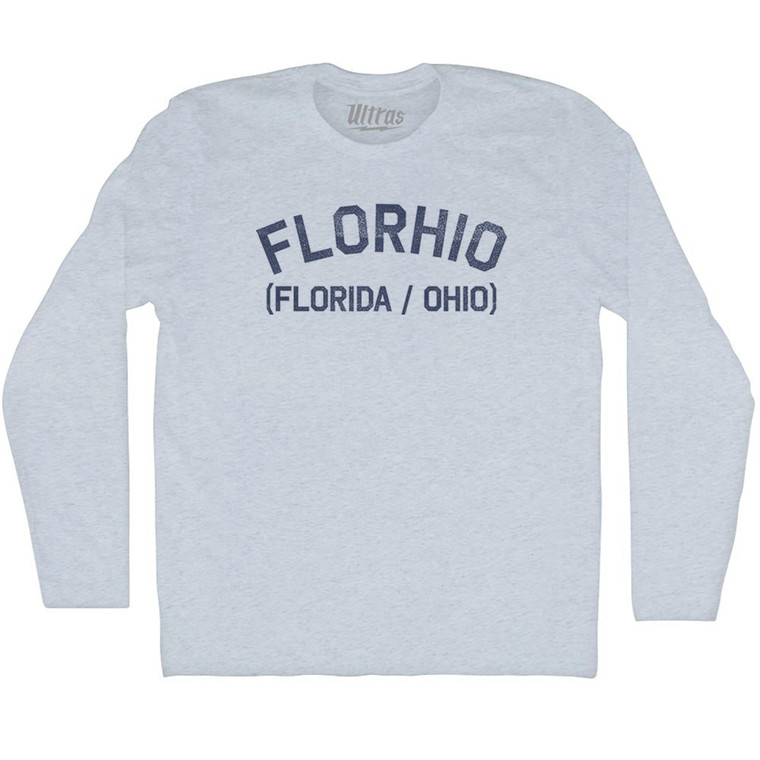 Florhio (Florida Ohio) Adult Tri-Blend Long Sleeve T-shirt - Athletic White