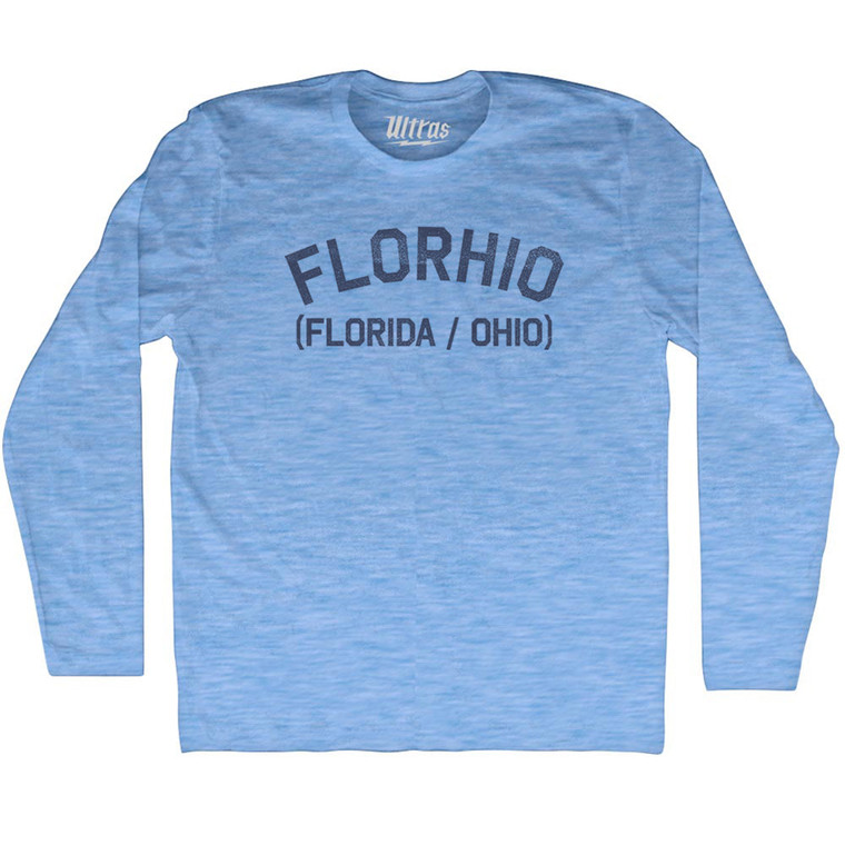 Florhio (Florida Ohio) Adult Tri-Blend Long Sleeve T-shirt - Athletic Blue