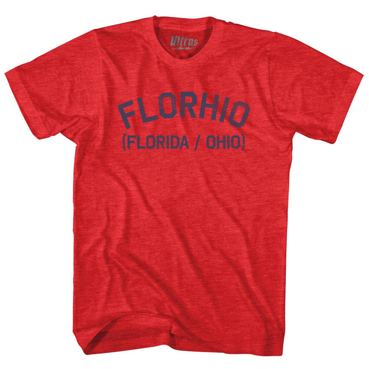 Florhio (Florida Ohio) Adult Tri-Blend T-shirt - Athletic Red