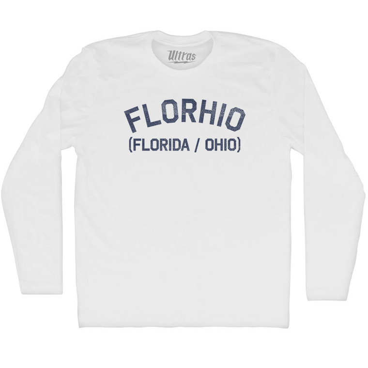 Florhio (Florida Ohio) Adult Cotton Long Sleeve T-shirt - White