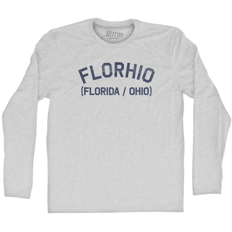 Florhio (Florida Ohio) Adult Cotton Long Sleeve T-shirt - Grey Heather