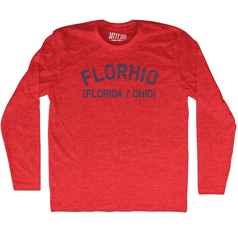 Florhio (Florida Ohio) Adult Tri-Blend Long Sleeve T-shirt - Athletic Red