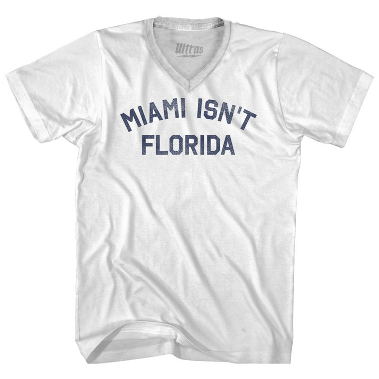 Miami Isn't Florida Adult Tri-Blend V-neck T-shirt - White