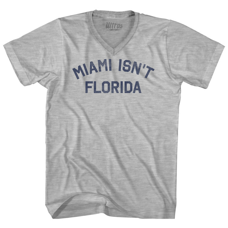Miami Isn't Florida Adult Cotton V-neck T-shirt - Grey Heather
