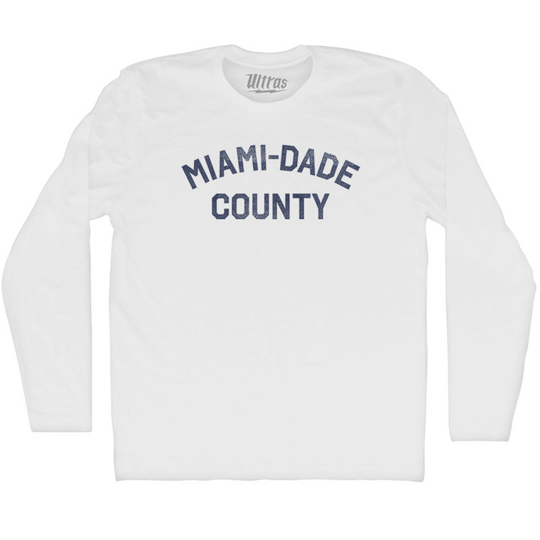 Miami Dade County Adult Cotton Long Sleeve T-shirt - White