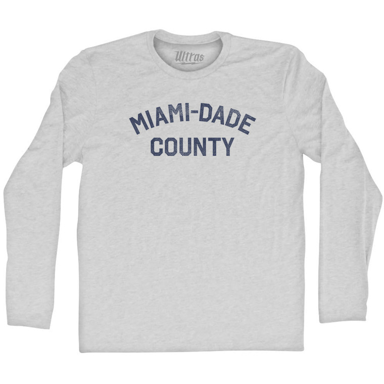 Miami Dade County Adult Cotton Long Sleeve T-shirt - Grey Heather